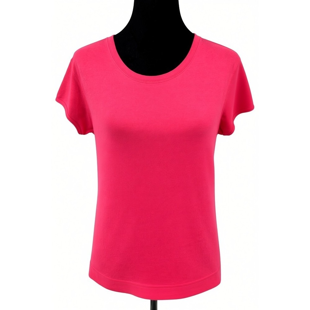 Chico's Womens Pullover Crew Neck T-Shirt Top Size 1 Red Cotton Stretch